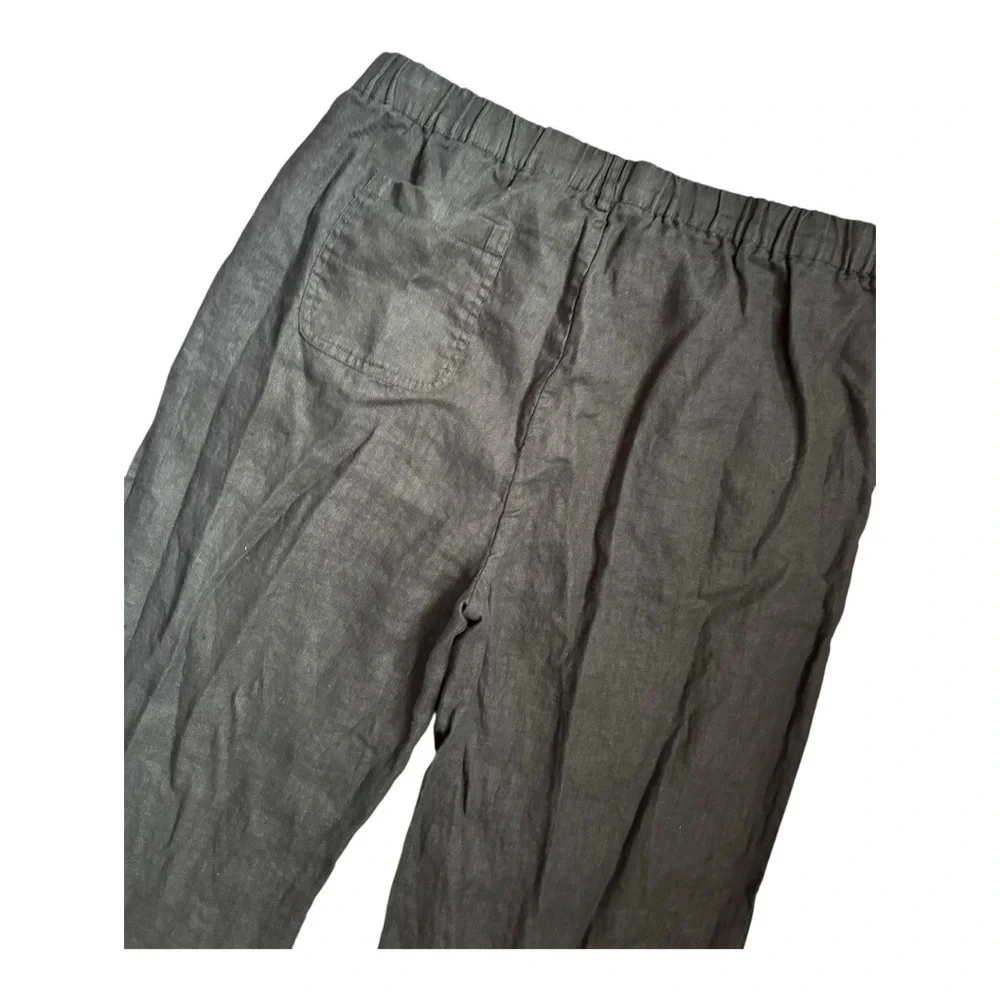 Quince 100% European Linen Pants Women’s Size L Black Relaxed - Picture 5 of 10